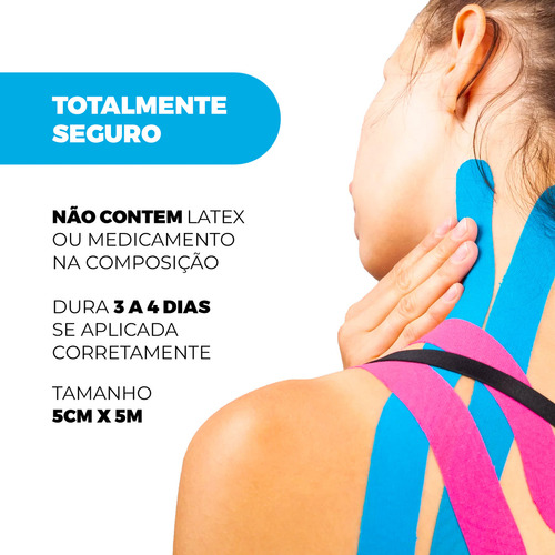Kit 3 Fita Bandagem Elástica Fisioterapia Taping Muscular Tape Musculação Exercícios Esporte Joelho Coluna Vertebral Ombro Ligadura Cor Sortida