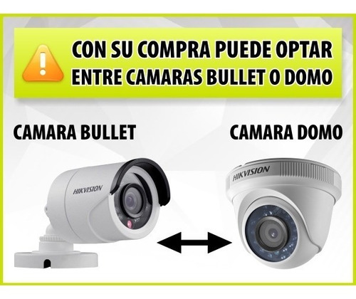 Kit Seguridad Hikvision Full Hd Dvr 4 + 4 Camaras Infrarrojas Bullet Exterior O Domo Interior + Ip Celular Cctv P2p