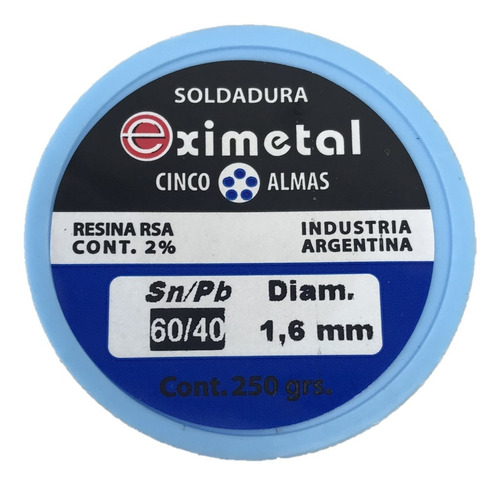 Estaño Rollo 1.6mm Eximetal Para Soldar 250gr 1/4 Kilo 1,6mm
