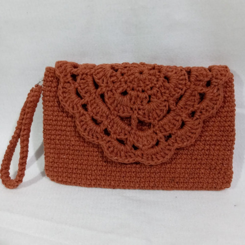 Imagem 3 de 3 de Clutch Crochê Cor Telha