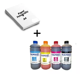 Combo Tinta Compatible Por Litro + Papel Fotográfico A4