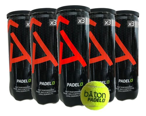 Pack 5 Tarros Pelotas Padel X - Bâton