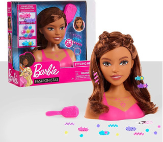 Barbie Fashionistas  Cabezal de Peinado de 8 Pulgadas Cabello café 20  Piezas Incluyen Accesorios de Peinado Peinado para niños por Just Play   Amazoncommx Belleza