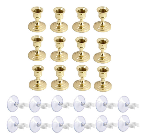 Paquete De 12 Candelabros Dorados Con Ventosas Ms Fuertes De