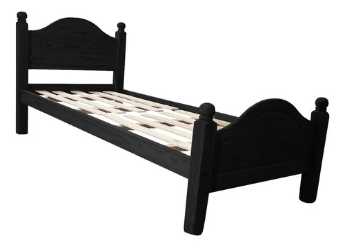 Cama Pino Resistente 1 Plaza 80x190 Cm Madera Maciza Sari Color Negro