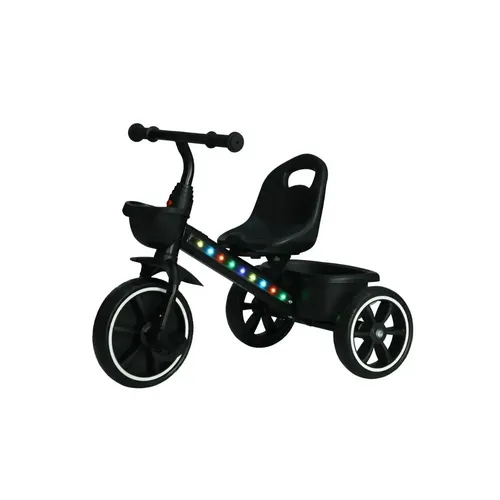 Triciclo Motoca Infantil Com Pedal LED Cestinha 3 Rodas Até 25kg Picolé Maxi Baby - Preto