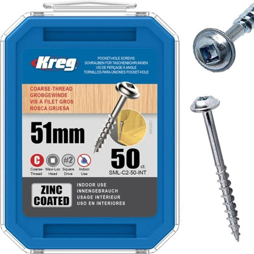 Imagen 1 de 2 de Tornillos De Zinc Kreg Sml-c2 De 2 - 50mm 50 Unidades