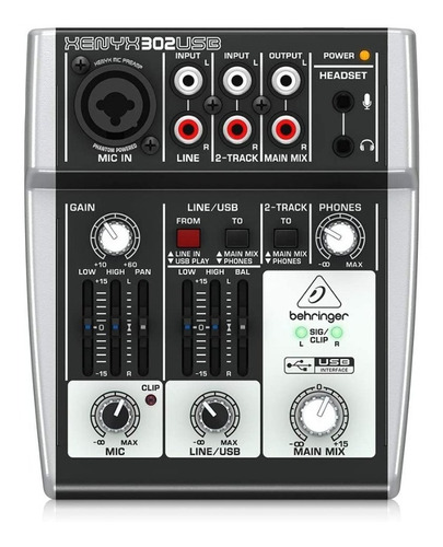 Mixer Behringer 302usb Preamp Xenyx 5 Entradas Usb