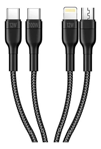 Cable Usb Stf 4 En 1 (micro, ,2 Tipo C, Para Lightning )