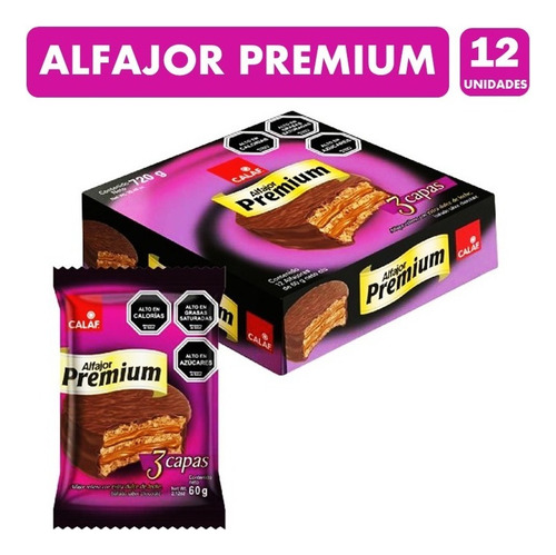 Display Alfajor Premium Calaf 3 Capas 12 Unidades