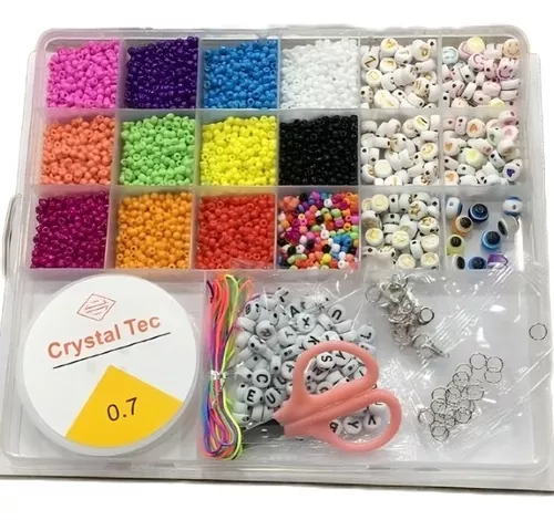 La Casa del Artesano-Set de bijou para armar pulseras con gomitas de  colores x500 unidades en organizador de 17x9.5x2cm