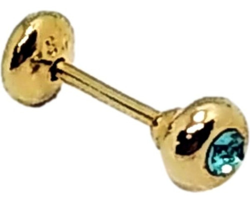 Aros Aritos De Oro 18k Laminado Con Piedra Agua Marina Mujer