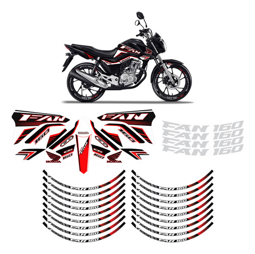 Kit Completo Adesivos Tanque Moto Honda Cg Fan 160 2018/2020