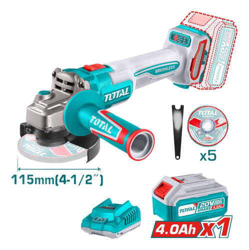 Esmerilhadeira Reta 115mm Total A Bateria 4ah 20v