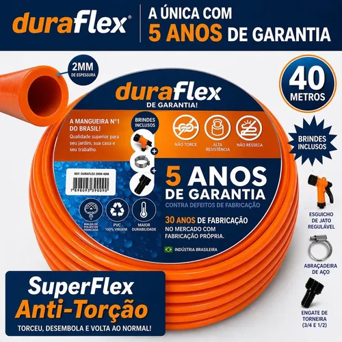 Mangueira Jardim 40m Durafllex Tres Camadas Reforçada Pesada