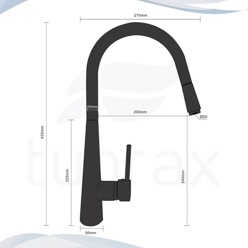Torneira Cozinha Gourmet Monocomando Extensível Preta Fosca