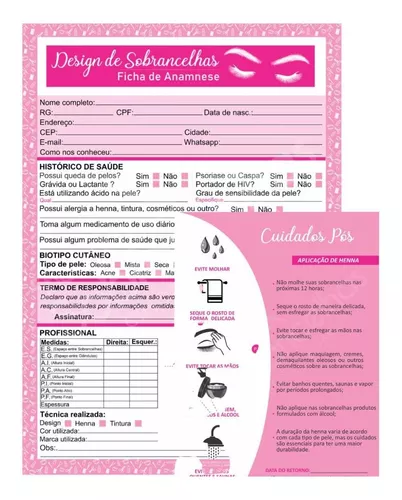 Ficha de Anamnese Master Design de Sobrancelhas