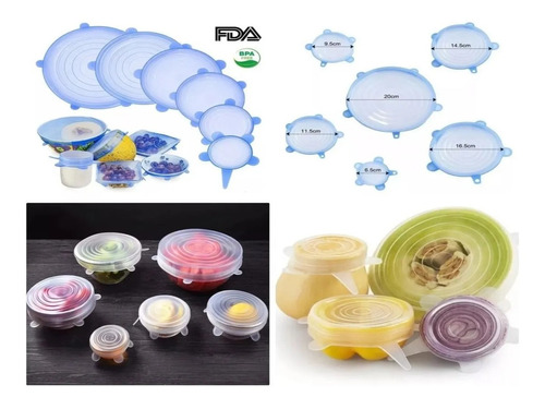 6 Tapas De Silicon Flexible Reutilizable Ecologico Comida