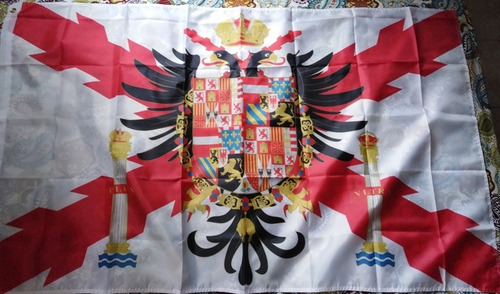 Bandera Hispanista Cruz Borgoña Con Escudo De Carlos V