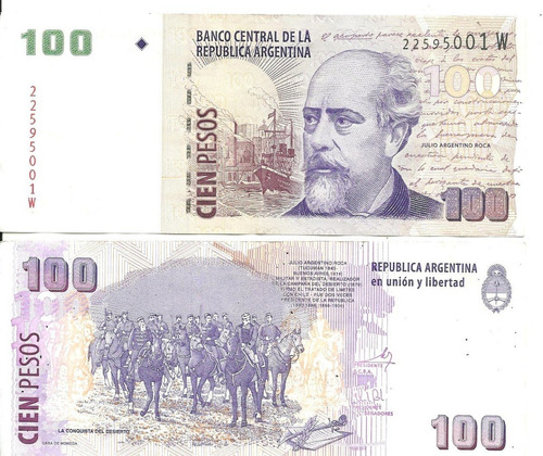 Billete:100 Pesos Convertibles S/leyenda Serie W  Bot. 3753