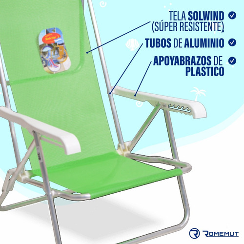 Reposera De Aluminio Playera Solcito 8 Posiciones 3015