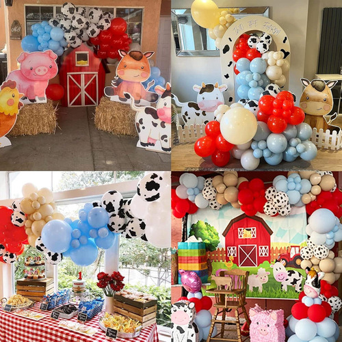 Kit De Arco De Globos Isndare Granja Rojo Azul Blanco 40