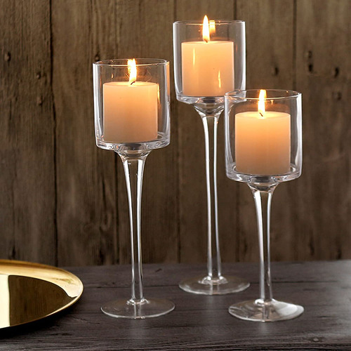 Portavelas De Cristal Para Velas De Té Elegantes Y Versátile