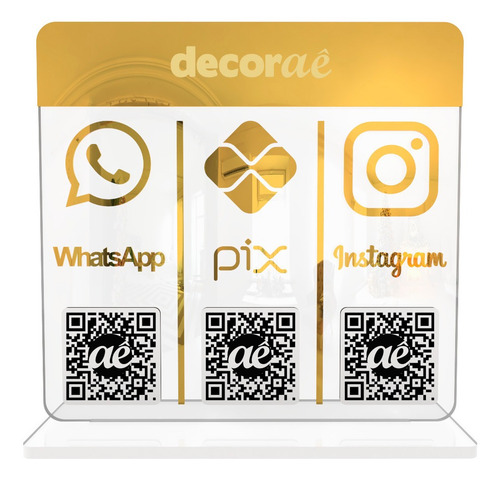 Imagem 2 de 4 de Placa Pix Instagram Qr Code Whatsapp Balcão Acrílico Transp