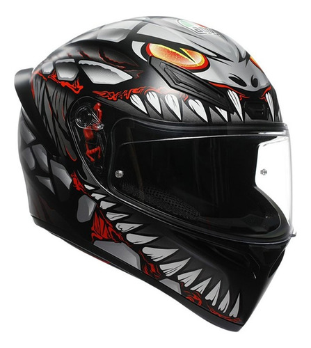 Casco Agv K-1 S Modelo Lyzard Black Grey Red Color Negro Diseño Solido Tamaño Del Casco L