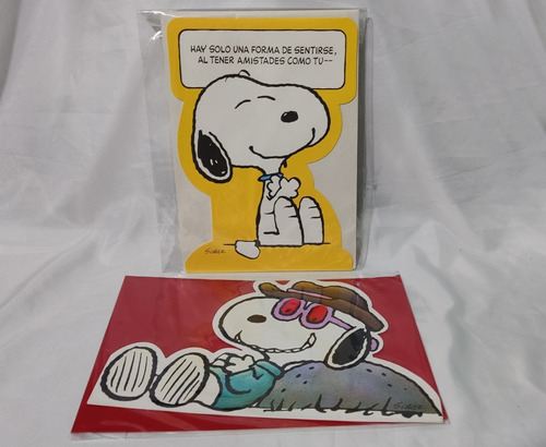 2 Tarjetas Postales De Snoopy Vintage Woodstock