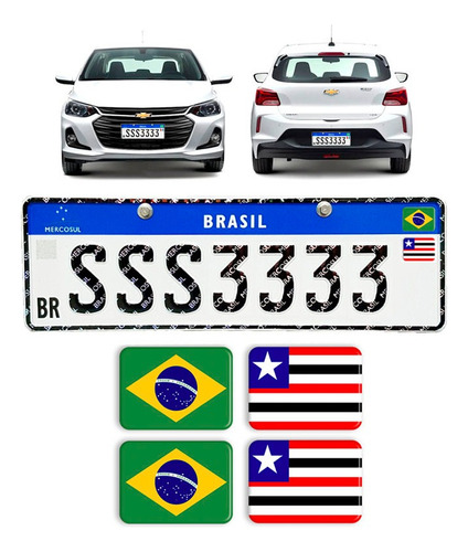 Adesivos Bandeiras Brasil/maranhão Placa Nova Carro Resinado