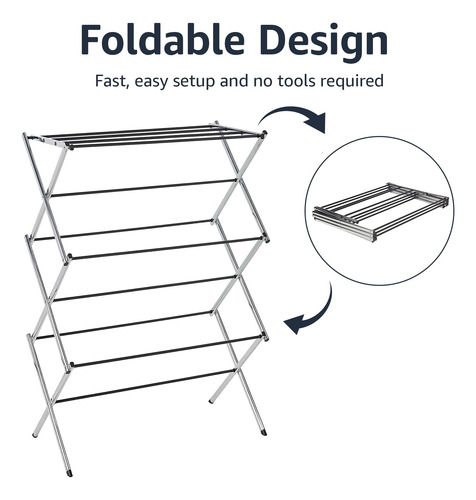 Estante Para Secar Ropa Amazon Basics, Plegable Y Portátil,