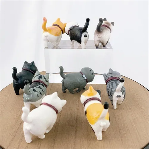 A 9 Piezas De Pvc Gatos Figurines Escritorio Mesa Gatito