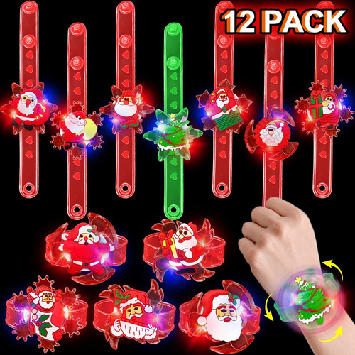 Amenon Fidget Giratorio 12 Pulsera Led Giratoria Navidad Luz