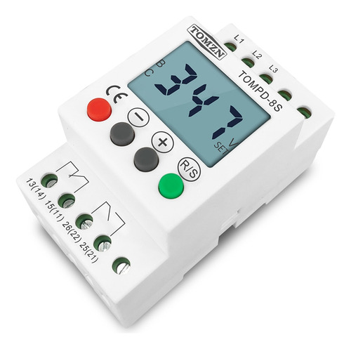 Relé De Voltaje De Riel Din Trifásico Tomzn Ajustable Por En