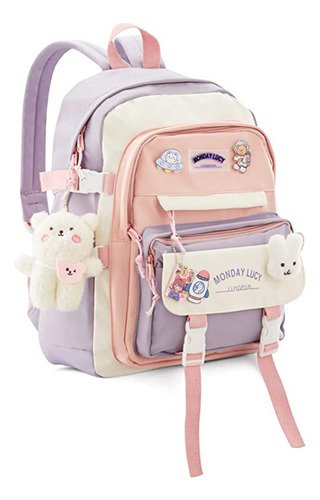 Mochila Kawaii, Bonita Mochila Escolar Para Niñas Con Colgan