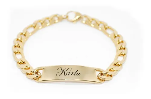 comprar Esclava Grabada Personalizada De Acero Inoxidable Dorado 