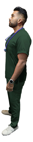 Uniforme Clinico Hombre Strech Repelente A Liquidos Verde Im Verde Imss Lisa Md