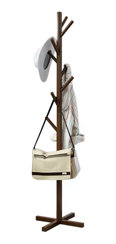 Perchero Colgador De Pie De Madera Oscura Nuevo 158x38 Cm