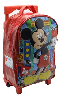 Mochila Con Carro Mickey Minnie Infantil Escolar