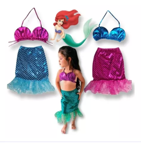 Fantasia Pequena Sereia Ariel com Cauda Infantil - Fantasia Kids