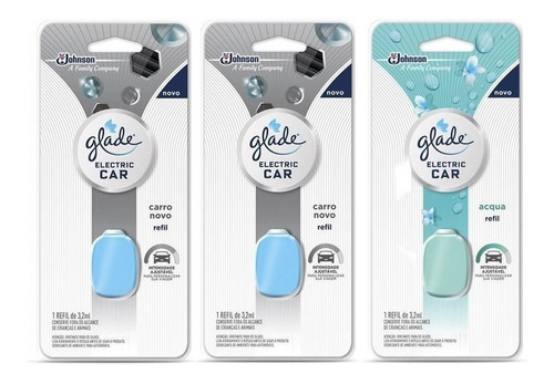 Kit Com 3 Glade Electric Car Carro Novo E Acqua