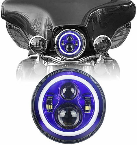 Atubeix 7  Ajuste Redondo De La Motocicleta Led Faro Halo Az