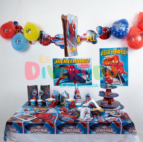 Combo 10 Spiderman Cotillón Otero Fiestas Cumpleaños Básico