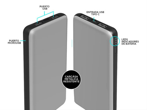Imagen 5 de 9 de Power Bank Gadnic Bc000029 15000 Mah Indicador Bat Portatil
