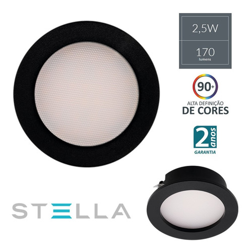 Embutido Mobili Preto Stella 2,5w Stl21915pto/30 Marcenaria 