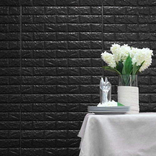 Painel 3d Tijolo Branco Aprova De Água 77x70 Cor Preto