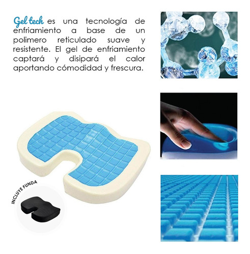 Cojin Lumbar + Coxis Gel Tech 4 Fundas- Regalo Apoyabrazos