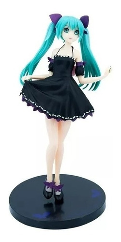 Figura Hatsune Miku Sega Vocaloid Vestido Negro Estrella Pop