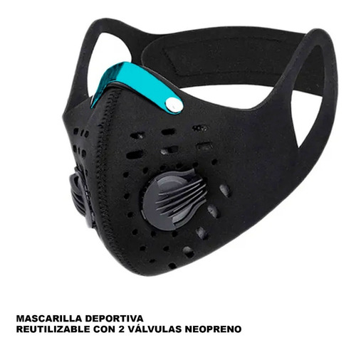 Mascarilla Reutilizable Deportiva Kn95 - Neopreno -2 Válvula